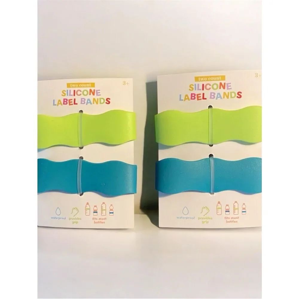 Silicone Label Bands - Lime Green & Teal Blue (2-Pack)